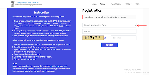 The Process of Registration in CSCs The Process of Registration in CSCs